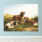  honden die op het plateau rusten canvas afdruk (Insitu (Houten vloer))