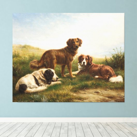 honden die op het plateau rusten canvas afdruk (Insitu (Houten vloer))