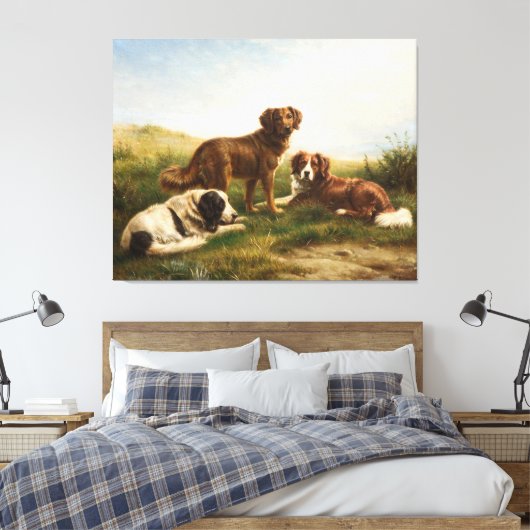 honden die op het plateau rusten canvas afdruk (Insitu (Slaapkamer))
