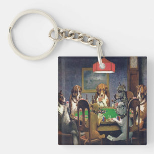 Honden die poker afspelen Aangepaste acrylische Sl Sleutelhanger
