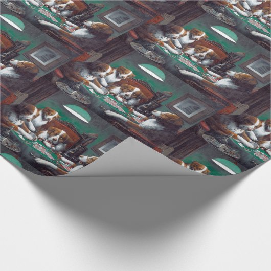 Honden die poker Cassius Marcellus spelen 1894 Cadeaupapier (Hoek)