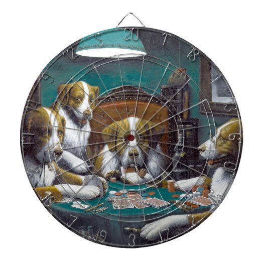 Honden die poker Cassius Marcellus spelen 1894 Dartbord (Voorkant)