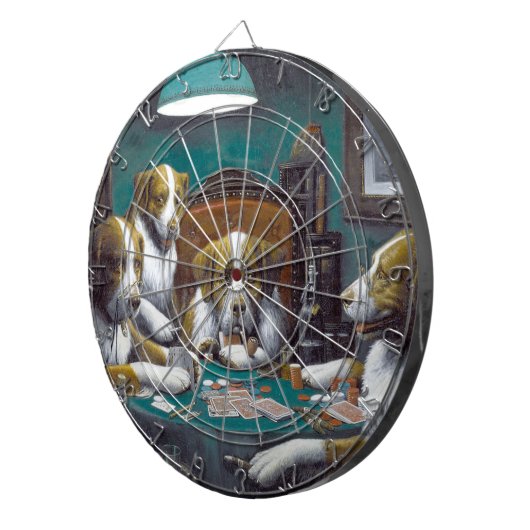 Honden die poker Cassius Marcellus spelen 1894 Dartbord (Voorkant Rechts)