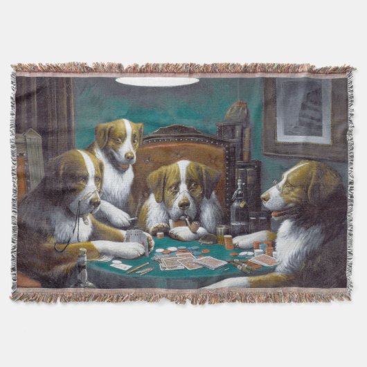 Honden die poker Cassius Marcellus spelen 1894 Deken (Voorkant)