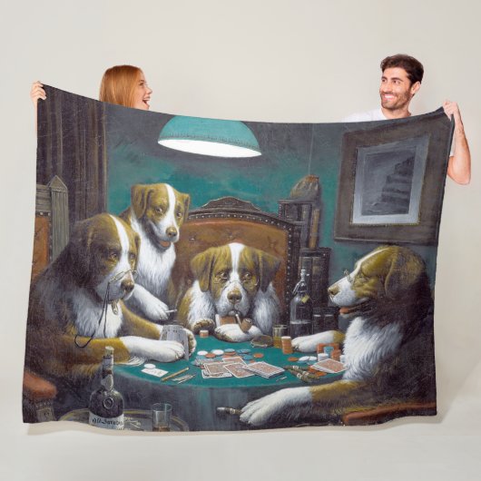 Honden die poker Cassius Marcellus spelen 1894 Fleece Deken (In situ)