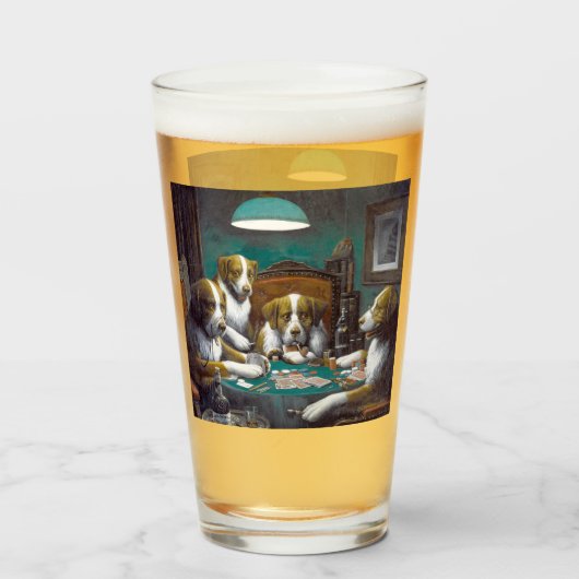 Honden die poker Cassius Marcellus spelen 1894 Glas (Voorkant gevuld)