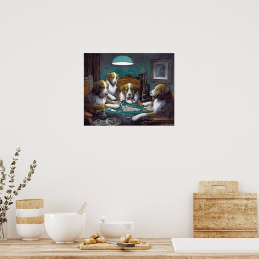 Honden die poker Cassius Marcellus spelen 1894 Poster (Keuken)