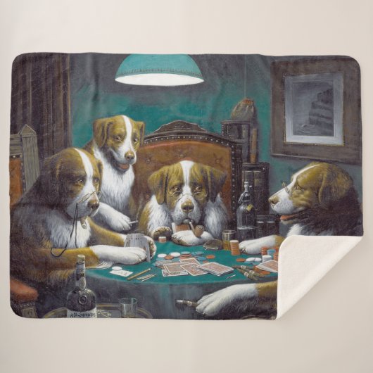 Honden die poker Cassius Marcellus spelen 1894 Sherpa Deken (Voorkant (horizontaal))