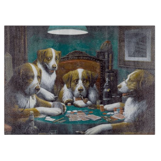 Honden die poker Cassius Marcellus spelen 1894 Snijplank (Voorkant)