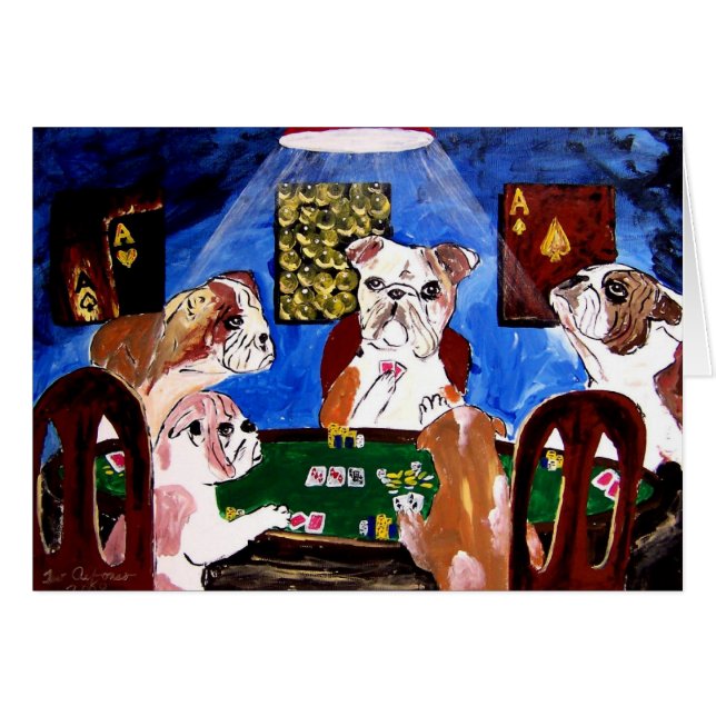 HONDEN DIE POKER QUAD ACES SPELEN (Voorkant Horizontaal)