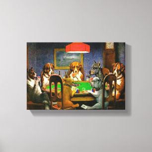 Honden die poker spelen canvas afdruk