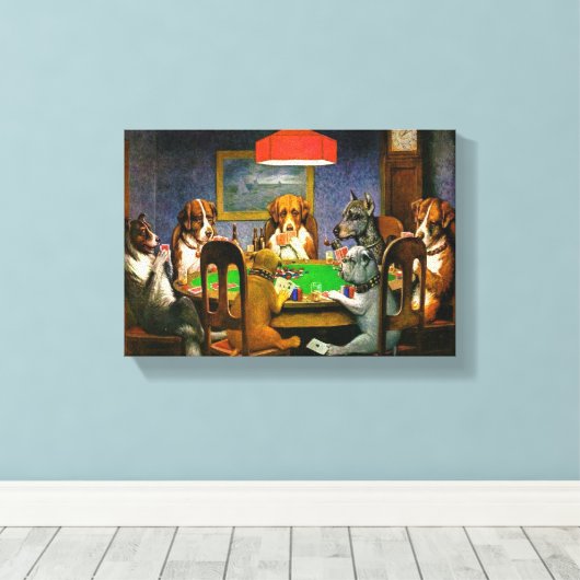 Honden die poker spelen canvas afdruk (Insitu (Houten vloer))