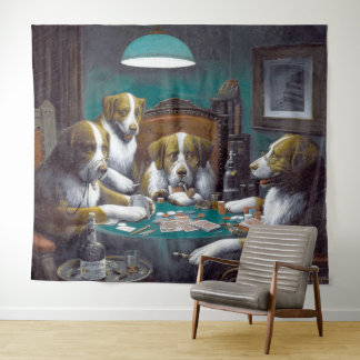 Honden die Poker Spelen Cassius Marcellus Coolidge Wandkleed