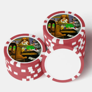 Honden die Poker spelen Chips