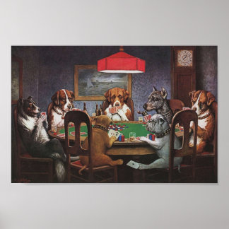 Honden die poker spelen een vriend die hoge resolu poster