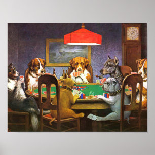 Honden die poker spelen een vriend in behoefte poster
