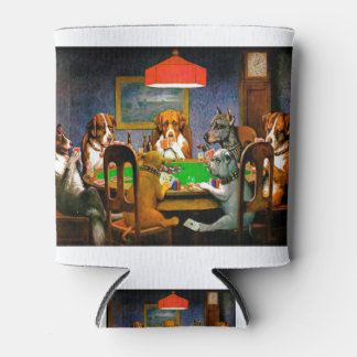 Honden die poker spelen een vriend in nood blikjeskoeler