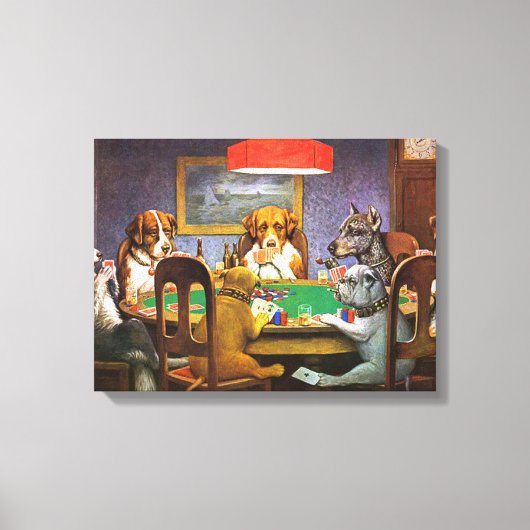 Honden die poker spelen een vriend in nood canvas afdruk (Voorkant)