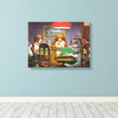 Honden die poker spelen een vriend in nood canvas afdruk (Insitu (Houten vloer))