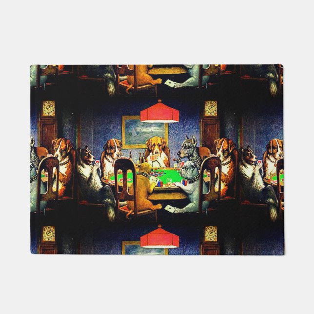 Honden die poker spelen een vriend in nood deurmat (Voorkant)