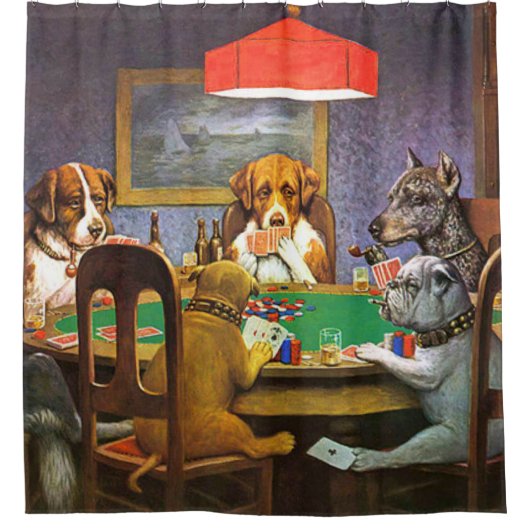 Honden die poker spelen een vriend in nood douchegordijn (Voorkant)