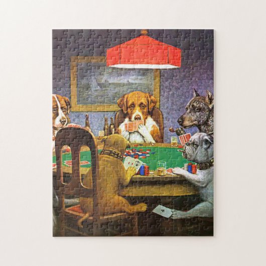 Honden die poker spelen een vriend in nood legpuzzel (Verticaal)
