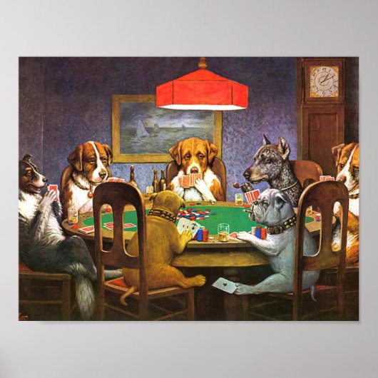 Honden die poker spelen een vriend in nood poster (Voorkant)