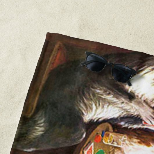 Honden die poker spelen een vriend in nood strandlaken (In situ)