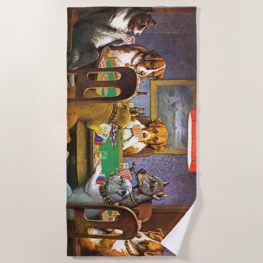 Honden die poker spelen een vriend in nood strandlaken (Voorkant)