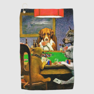 Honden die Poker spelen Golfhanddoek