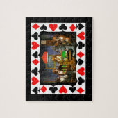 Honden die Poker spelen met de Grens van de Koekje Legpuzzel (Verticaal)