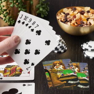 Honden die Poker spelen Pokerkaarten
