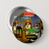 Honden die Poker spelen Ronde Button 7,6 Cm (Voorkant /achterkant)