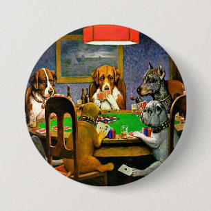 Honden die Poker spelen Ronde Button 7,6 Cm