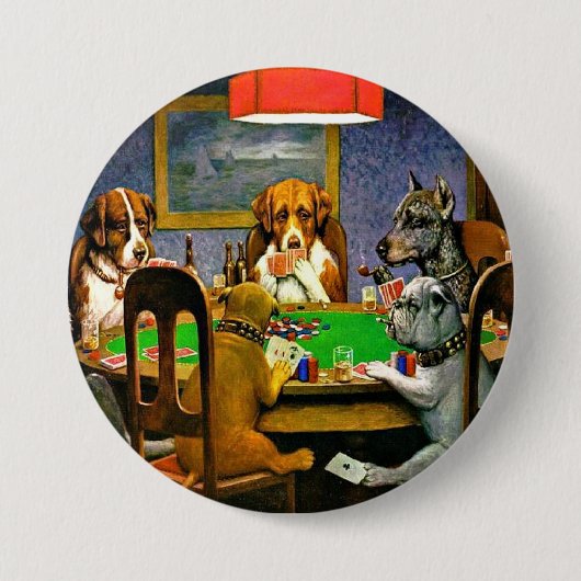Honden die Poker spelen Ronde Button 7,6 Cm (Voorkant)