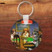 Honden die Poker spelen Sleutelhanger (Achterkant)