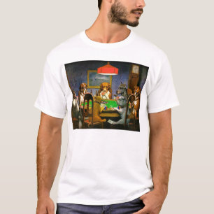 Honden die Poker T-Shirt spelen