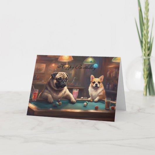 Honden die pool spelen Gefeliciteerd van het team Kaart (Voorkant)