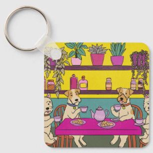 Honden die 's middags thee drinken sleutelhanger