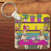Honden die 's middags thee drinken sleutelhanger (Voorkant)