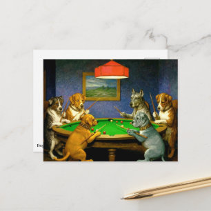Honden die snooker biljart spelen grap briefkaart