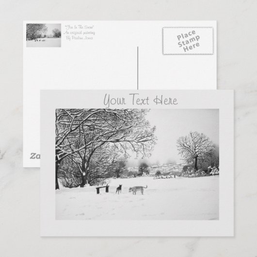 honden die wintersneeuwlandschap spelen briefkaart (Voorkant / Achterkant)