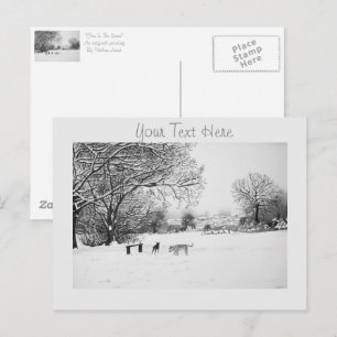 honden die wintersneeuwlandschap spelen briefkaart