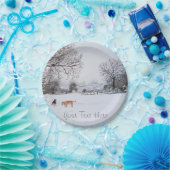 honden die wintersneeuwscans spelen papieren bordje (Feest)