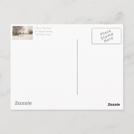 honden die wintersneeuwscurpschilderkunst spelen briefkaart (Achterkant)