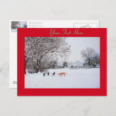honden die wintersneeuwscurpschilderkunst spelen briefkaart (Voorkant / Achterkant)