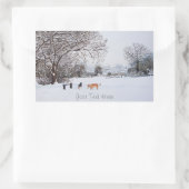 honden die wintersneeuwscurpschilderkunst spelen rechthoekige sticker (Tas)