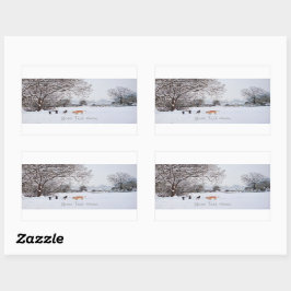 honden die wintersneeuwscurpschilderkunst spelen rechthoekige sticker