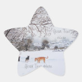 honden die wintersneeuwscurpschilderkunst spelen ster sticker (Voorkant)