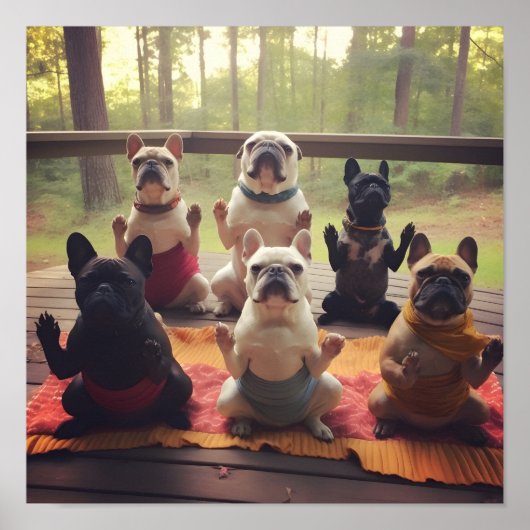 Honden doen yoga digitale print (Voorkant)